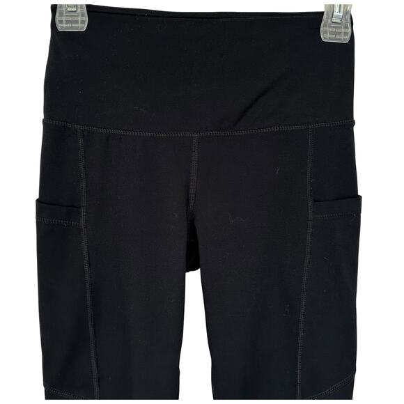 2/$15 Yogalicious Lux High Waist Cropped Leggings Pockets Black Size XS - Picture 3 of 10